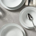 Zestaw obiadowy 8 elementów biały/srebrny/porcelana