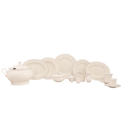 Zestaw obiadowy 83 szt. biały/miedziany/porcelana