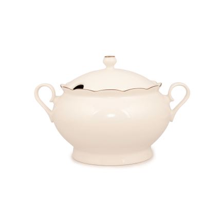 Zestaw obiadowy 83 szt. biały/miedziany/porcelana