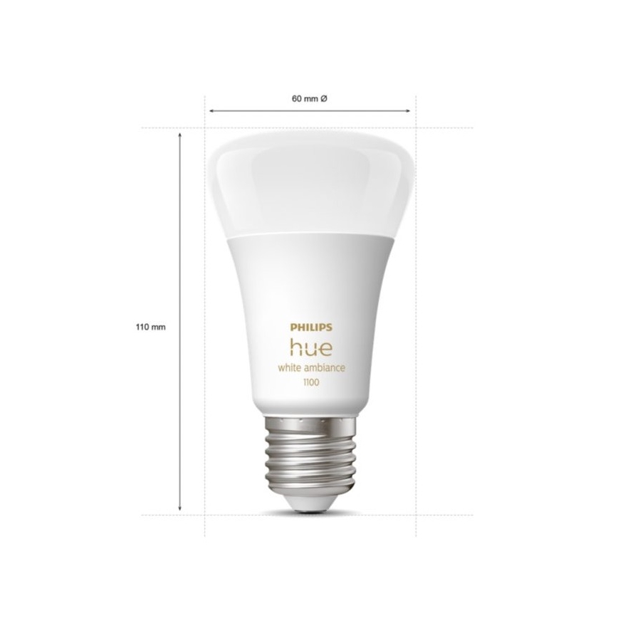 Zestaw podstawowy Philips Hue White Ambiance 3xE27/11W 2200-6500K + urządzenie do łączenia i zdalne sterowanie