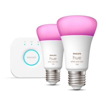 Zestaw podstawowy Philips Hue WHITE AND COLOR AMBIANCE 2×E27/9W/230V 2000-6500K + urządzenie łączące