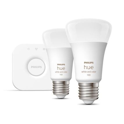 Zestaw podstawowy Philips Hue WHITE AND COLOR AMBIANCE 2×E27/9W/230V 2000-6500K + urządzenie łączące