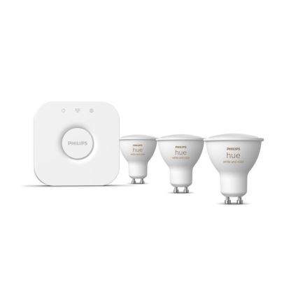 Zestaw podstawowy Philips Hue WHITE AND COLOR AMBIANCE 3xGU10/5,7W/230V 2000-6500K + urządzenie do łączenia