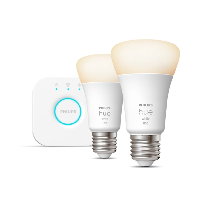 Zestaw podstawowy Philips Hue WHITE 2×E27/9,5W 2700K + urządzenie połączeniowe