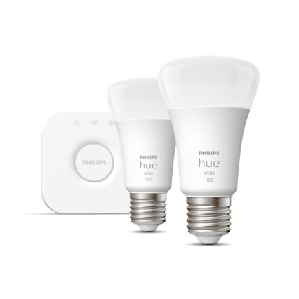 Zestaw podstawowy Philips Hue WHITE 2×E27/9,5W 2700K + urządzenie połączeniowe