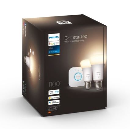 Zestaw podstawowy Philips Hue WHITE 2×E27/9,5W 2700K + urządzenie połączeniowe