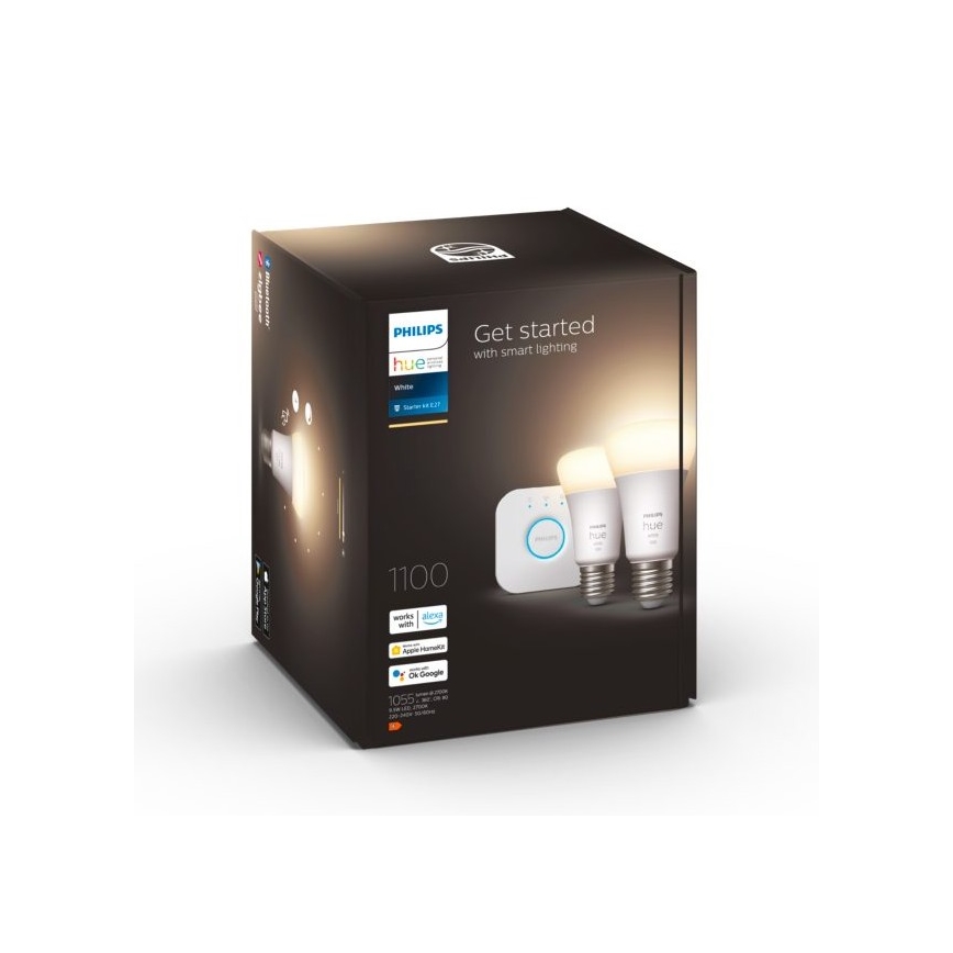 Zestaw podstawowy Philips Hue WHITE 2×E27/9,5W 2700K + urządzenie połączeniowe