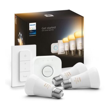 Zestaw podstawowy Philips Hue White Ambiance 3xE27/11W 2200-6500K + urządzenie do łączenia i zdalne sterowanie