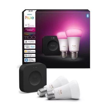 Zestaw podstawowy Philips Hue WHITE AND COLOR AMBIANCE 2xE27/8,1W 1000-20000K  + urządzenie łączące