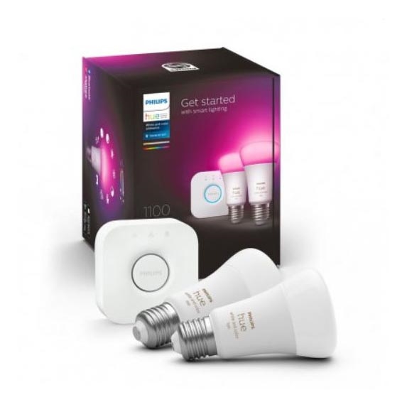 Zestaw podstawowy Philips Hue WHITE AND COLOR AMBIANCE 2×E27/9W/230V 2000-6500K + urządzenie łączące