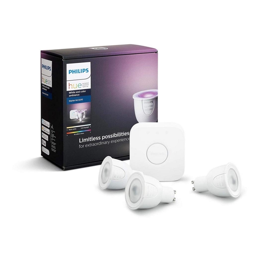 Zestaw podstawowy Philips Hue WHITE AND COLOR AMBIANCE 3xGU10/6,5W/230V 2000-6500K