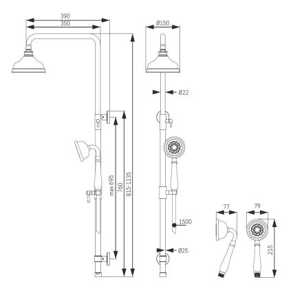 Zestaw prysznicowy AEROSKOBING mosiądz