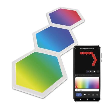 ZESTAW 3x LED RGBIC+CCT Ściemnialny panel - rozszerzenie 3xLED/1,8W/230V Wi-Fi Tuya