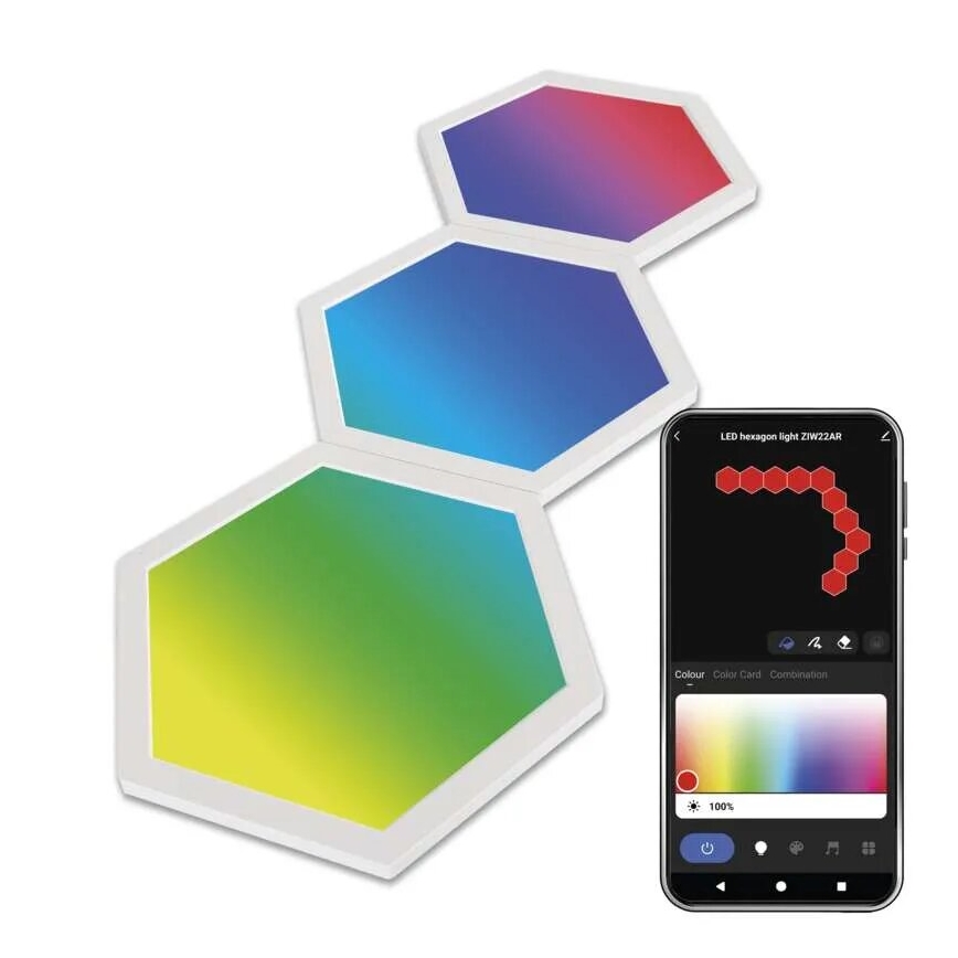 ZESTAW 3x ściemnialnych paneli LED RGBIC+CCT - rozszerzenie LED/1,8W/230V Wi-Fi Tuya