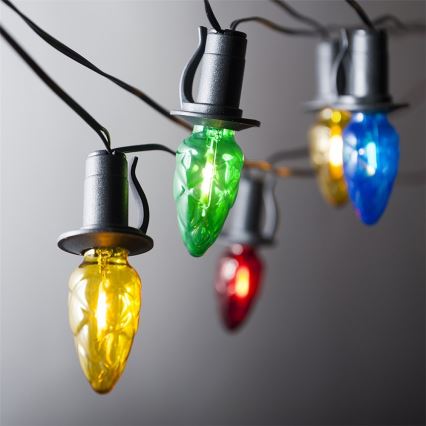 Zestaw rozszerzający LED do użytku zewnętrznego CONE FILAMENT 20×E10, 14 m, kolorowe/ciepła biel, IP44, Wyprodukowano w Czechach