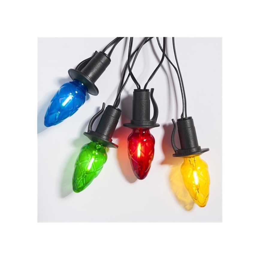 Zestaw rozszerzający LED do użytku zewnętrznego CONE FILAMENT 20×E10, 14 m, kolorowe/ciepła biel, IP44, Wyprodukowano w Czechach