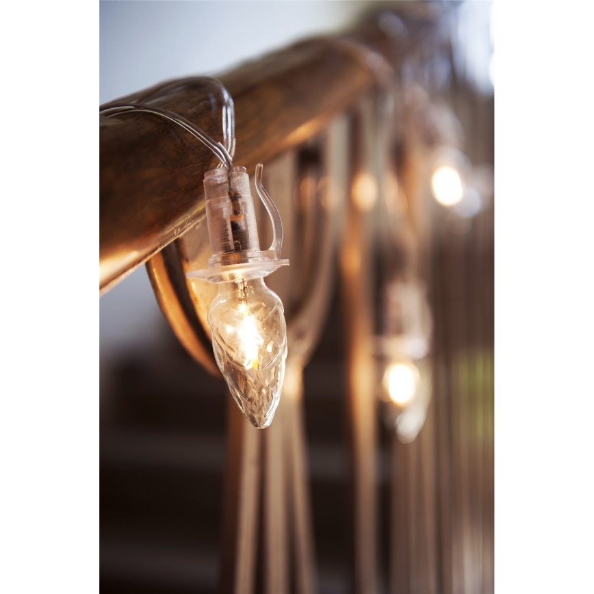 Zestaw rozszerzający — zewnętrzny łańcuch świetlny LED CONE FILAMENT 20×E10, 14 m, przezroczyste żarówki / barwa ciepła, IP44, Wyprodukowano w Czechach