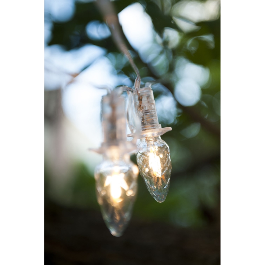 Zestaw rozszerzający — zewnętrzny łańcuch świetlny LED CONE FILAMENT 20×E10, 14 m, przezroczyste żarówki / barwa ciepła, IP44, Wyprodukowano w Czechach
