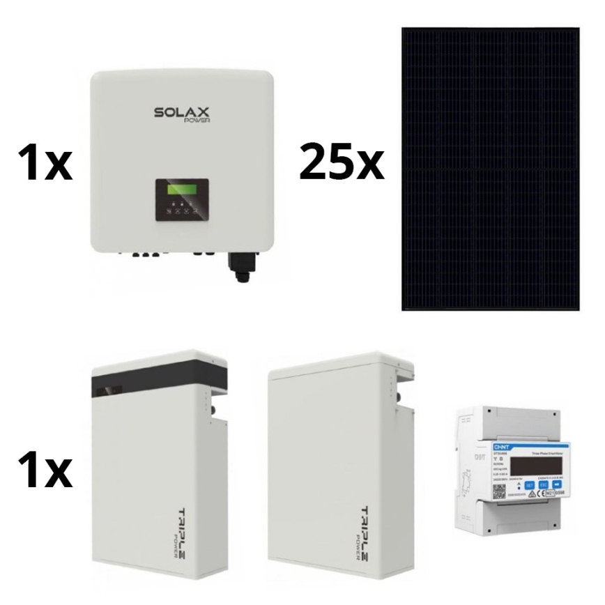 Zestaw solarny: SOLAX Power - 10kWp RISEN Full Black + 10kW SOLAX przetwornik 3p + 11,6 kWh baterie V2