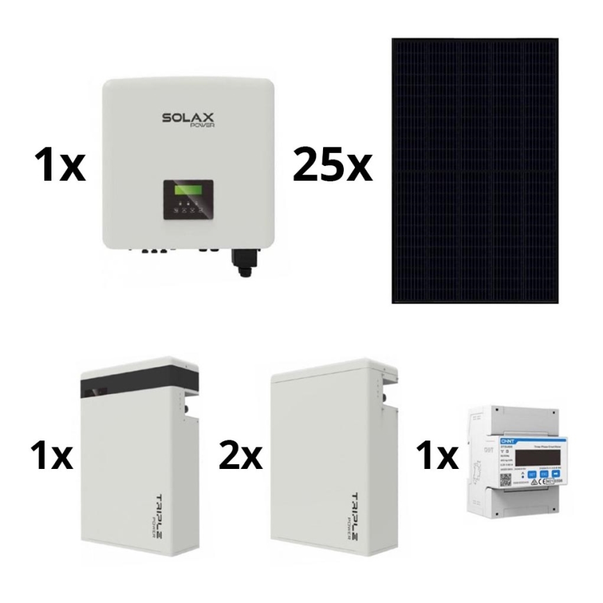 Zestaw solarny: SOLAX Power - 10kWp RISEN Full Black + 10kW SOLAX przetwornik 3p + 17,4 kWh baterie V2