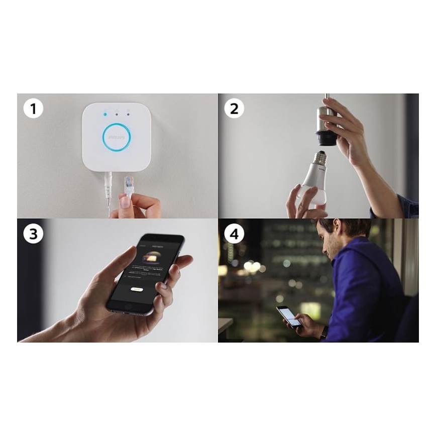 Zestaw startowy Philips Hue White 3xE27/9W 2700K + mostek Hue i ściemniacz