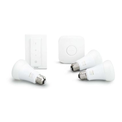 Zestaw startowy Philips Hue White 3xE27/9W 2700K + mostek Hue i ściemniacz