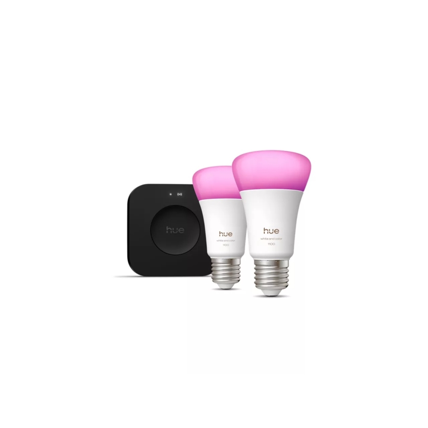 Zestaw podstawowy Philips Hue WHITE AND COLOR AMBIANCE 2xE27/8,1W 1000-20000K  + urządzenie łączące