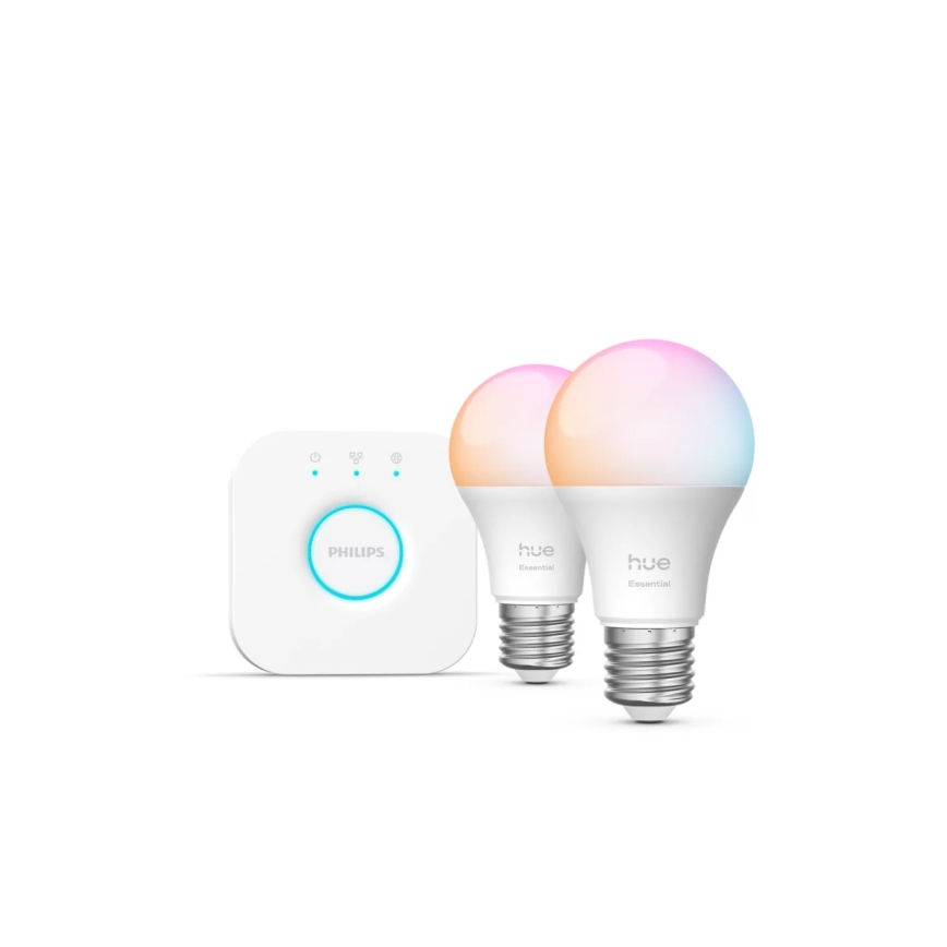 Podstawowy zestaw Philips Hue White and Color Ambiance Essential 2xE27/8W/230V 2200-6500K + mostek