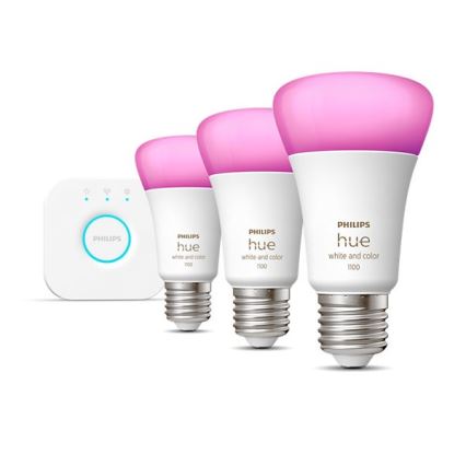 Zestaw startowy Philips Hue White and Color Ambiance 3xE27/9W/230V 2000-6500K + Mostek Hue
