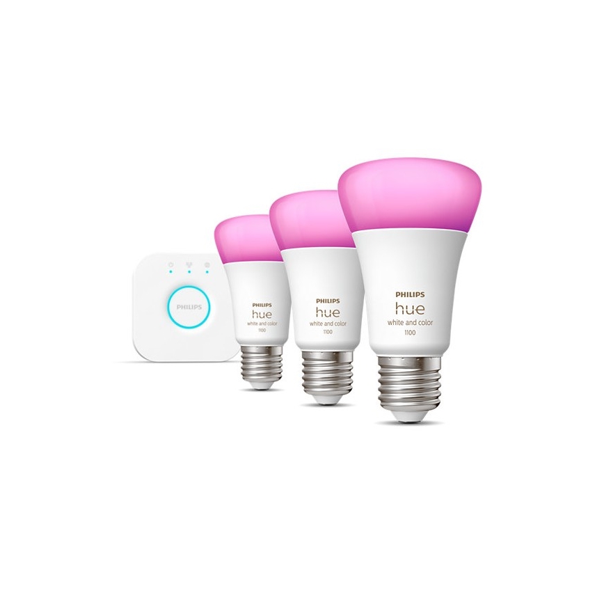 Zestaw startowy Philips Hue White and Color Ambiance 3xE27/9W/230V 2000-6500K + Mostek Hue