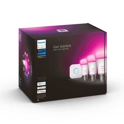Zestaw startowy Philips Hue White and Color Ambiance 3xE27/9W/230V 2000-6500K + Mostek Hue