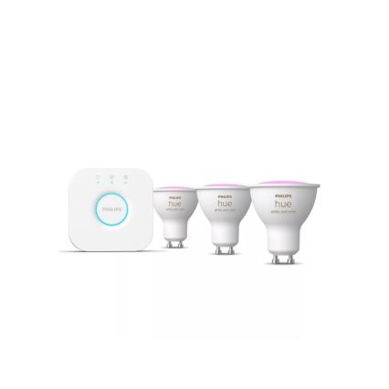 Zestaw podstawowy Philips Hue WHITE AND COLOR AMBIANCE 3xGU10/4,2W/230V 2200-6500K + Hue Bridge