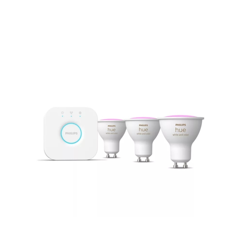 Zestaw podstawowy Philips Hue WHITE AND COLOR AMBIANCE 3xGU10/4,2W/230V 2200-6500K + Hue Bridge