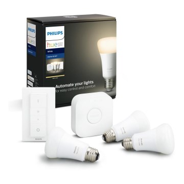 Zestaw startowy Philips Hue White 3xE27/9W 2700K + mostek Hue i ściemniacz