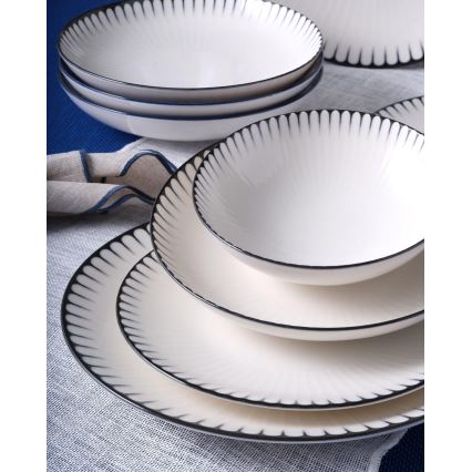 Zestaw stołowy 24 szt. – porcelana, biały/czarny