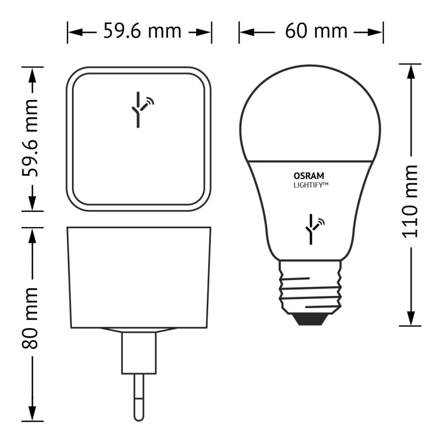ZESTAW Żarówka ściemnialna LED RGB A60 E27 / 10W / 230V + łącznik - Osram