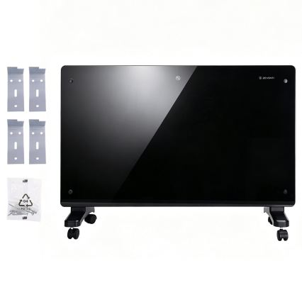 ZEVENTI - Inteligentny ścienny elektryczny grzejnik/konwektor z wyświetlaczem LCD 1000/2000W/230V Wi-Fi czarny