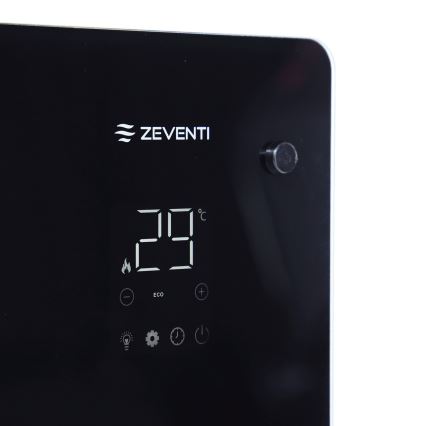 ZEVENTI - Inteligentny ścienny elektryczny grzejnik/konwektor z wyświetlaczem LCD 1000/2000W/230V Wi-Fi czarny