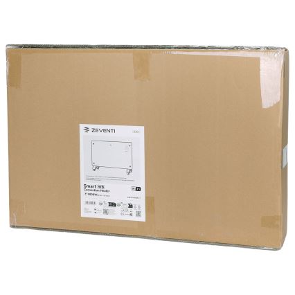 ZEVENTI - Inteligentny ścienny elektryczny grzejnik/konwektor z wyświetlaczem LCD 1000/2000W/230V Wi-Fi czarny