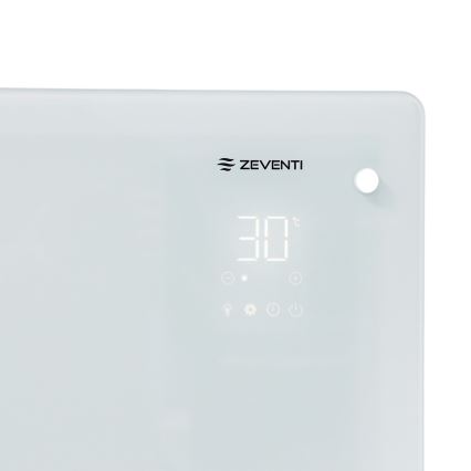 ZEVENTI - Inteligentny ścienny grzejnik elektryczny/konwektor z wyświetlaczem LCD 1000/2000W/230V Wi-Fi biały