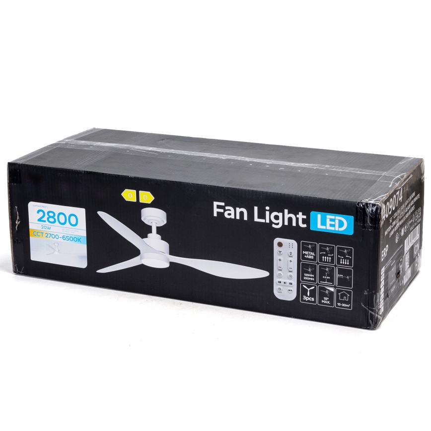ZEVENTI - LED Ściemnialny wentylator sufitowy ULUWATU LED/20W/230V 2700-6500K 132cm biały + pilot zdalnego sterowania