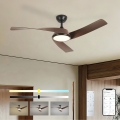 ZEVENTI - LED ściemnialny wentylator sufitowy AERYS LED/24W/230V 3000/4000/6000K Wi-Fi Tuya czarny/orzech + zdalne sterowanie