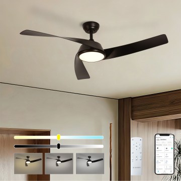 ZEVENTI - LED ściemnialny wentylator sufitowy AERYS LED/24W/230V 3000/4000/6000K Wi-Fi Tuya czarny + pilot zdalnego sterowania