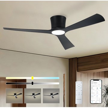 ZEVENTI - LED Ściemnialny wentylator sufitowy AUREX LED/24W/230V 3000/4000/6000K Wi-Fi Tuya czarny + zdalne sterowanie