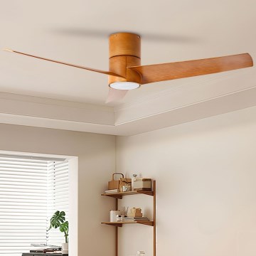 ZEVENTI - LED Ściemnialny wentylator sufitowy BARROSA LED/18W/230V 3000-6000K Wi-Fi Tuya brązowy + zdalne sterowanie