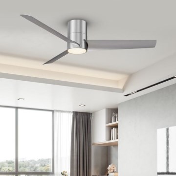 ZEVENTI - LED Ściemnialny wentylator sufitowy BARROSA LED/18W/230V 3000-6000K Wi-Fi Tuya matowy chrom + zdalne sterowanie