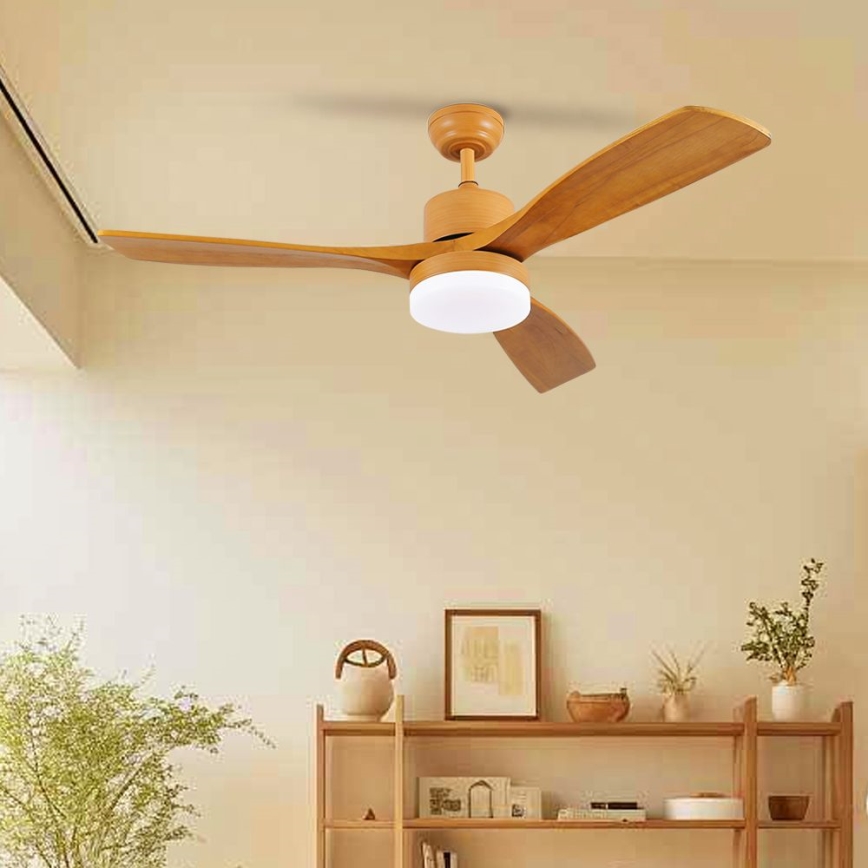 ZEVENTI - LED Ściemnialny wentylator sufitowy MARE LED/24W/230V 3000-6000K Wi-Fi Tuya dąb + zdalne sterowanie