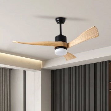 ZEVENTI - LED Ściemnialny wentylator sufitowy NATURITO LED/18W/230V 3000-6000K Wi-Fi Tuya czarny/dąb + zdalne sterowanie