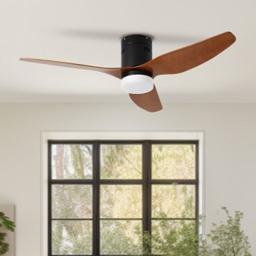 ZEVENTI - LED Ściemnialny wentylator sufitowy PADUA LED/18W/230V 3000-6000K Wi-Fi Tuya czarny/brązowy + zdalne sterowanie