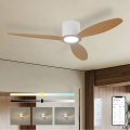 ZEVENTI - LED ściemnialny wentylator sufitowy VENTORA LED/24W/230V 3000/4000/6000K Wi-Fi Tuya biały/dąb + pilot zdalnego sterowania